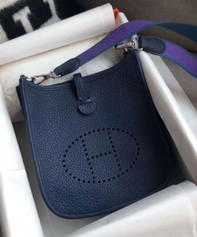 에르메스 미니 에블린16 블루뉘 인디고 은장 토고가죽